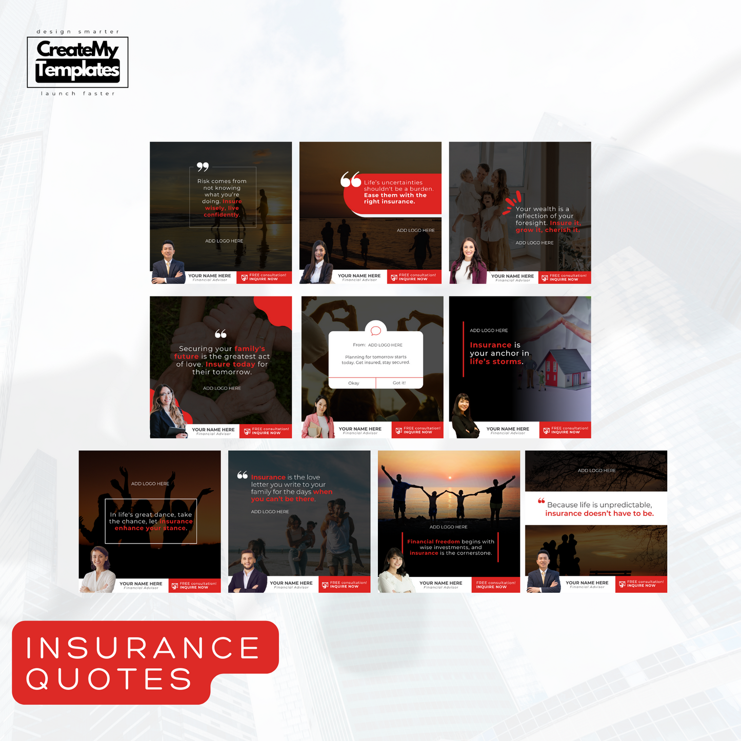 All-in-One Financial Advisor Templates - Red