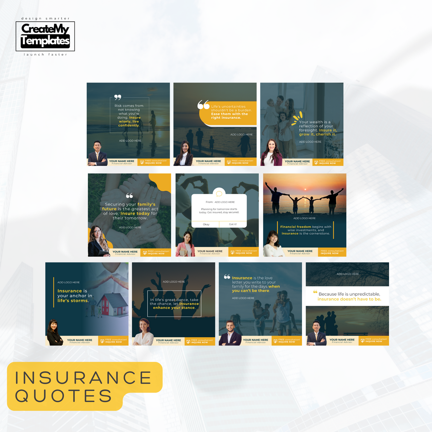 All-in-One Financial Advisor Templates - Yellow Orange