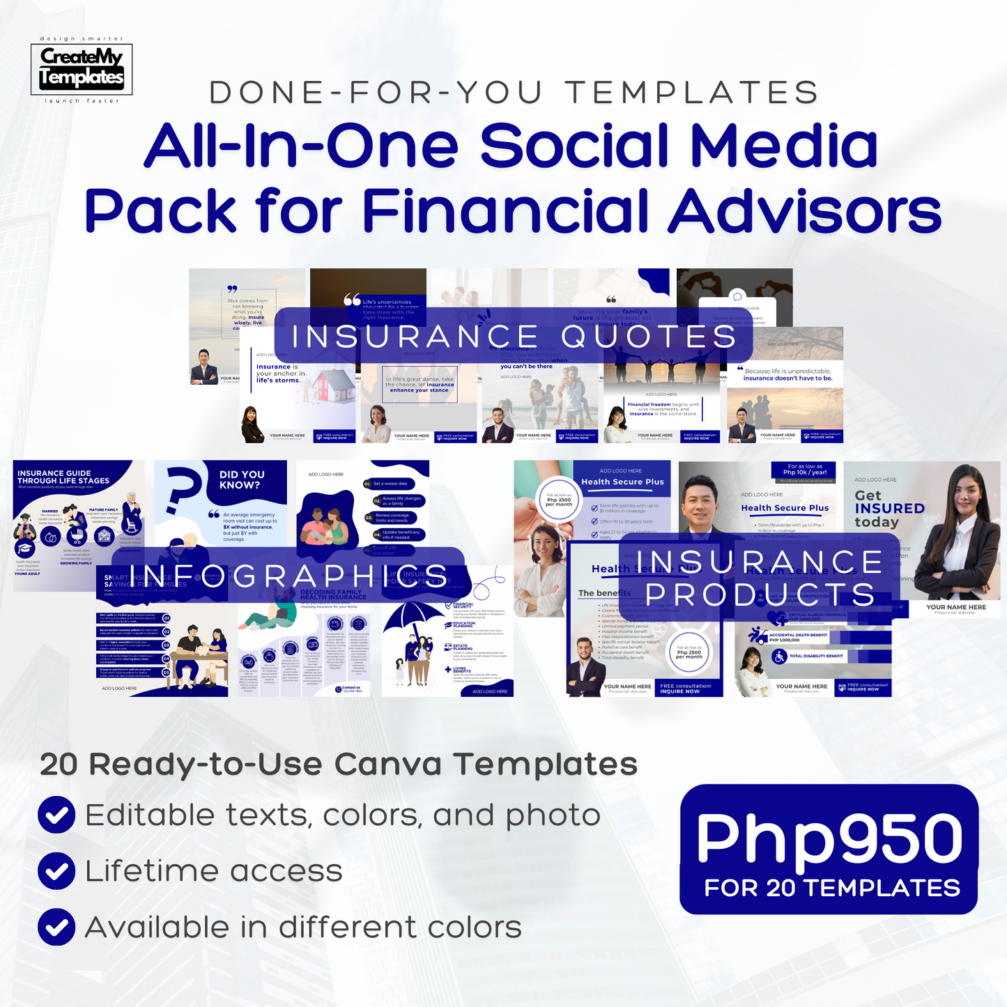 All-in-One Financial Advisor Templates - Dark Blue