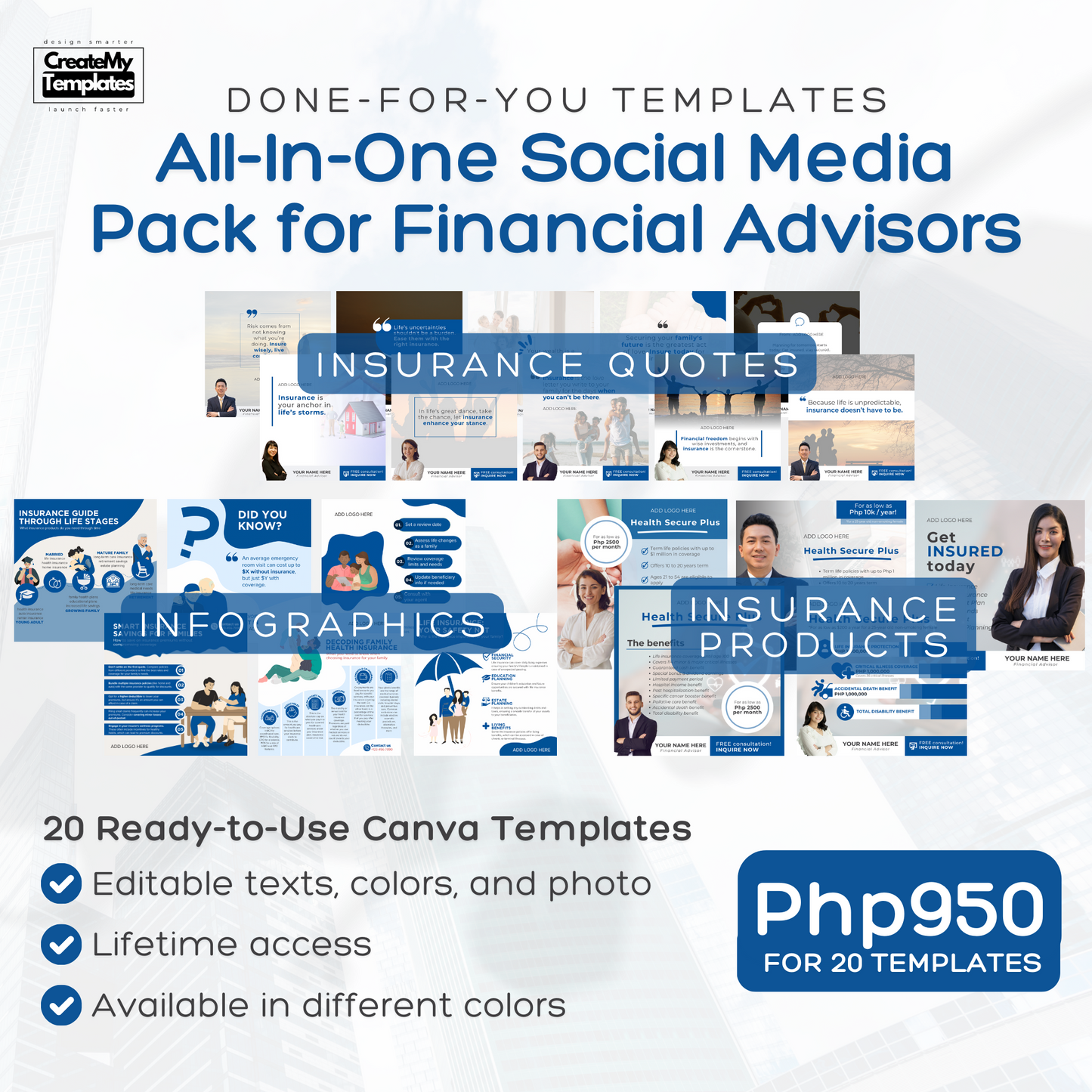 All-in-One Financial Advisor Templates - Light Blue