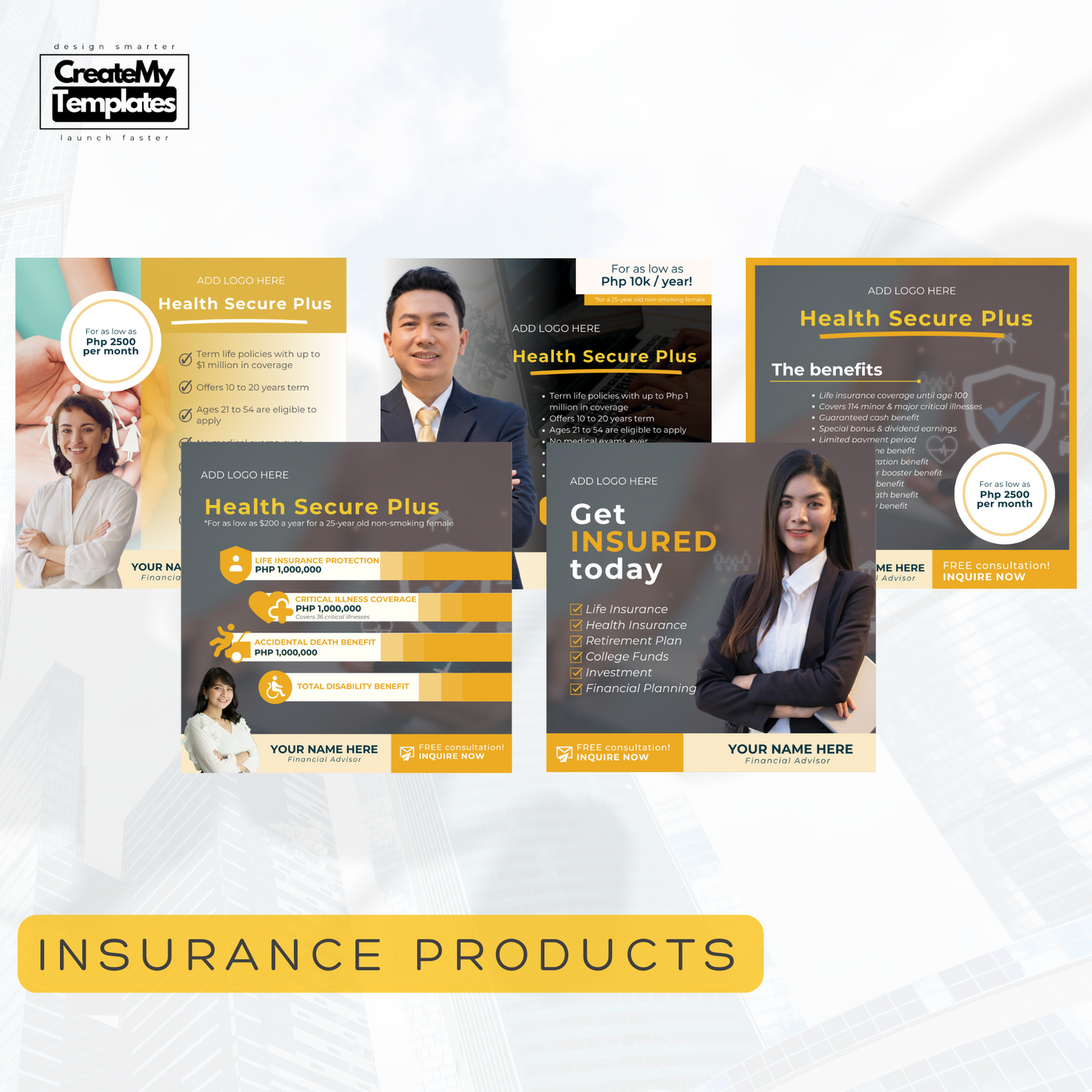 All-in-One Financial Advisor Templates - Yellow Orange