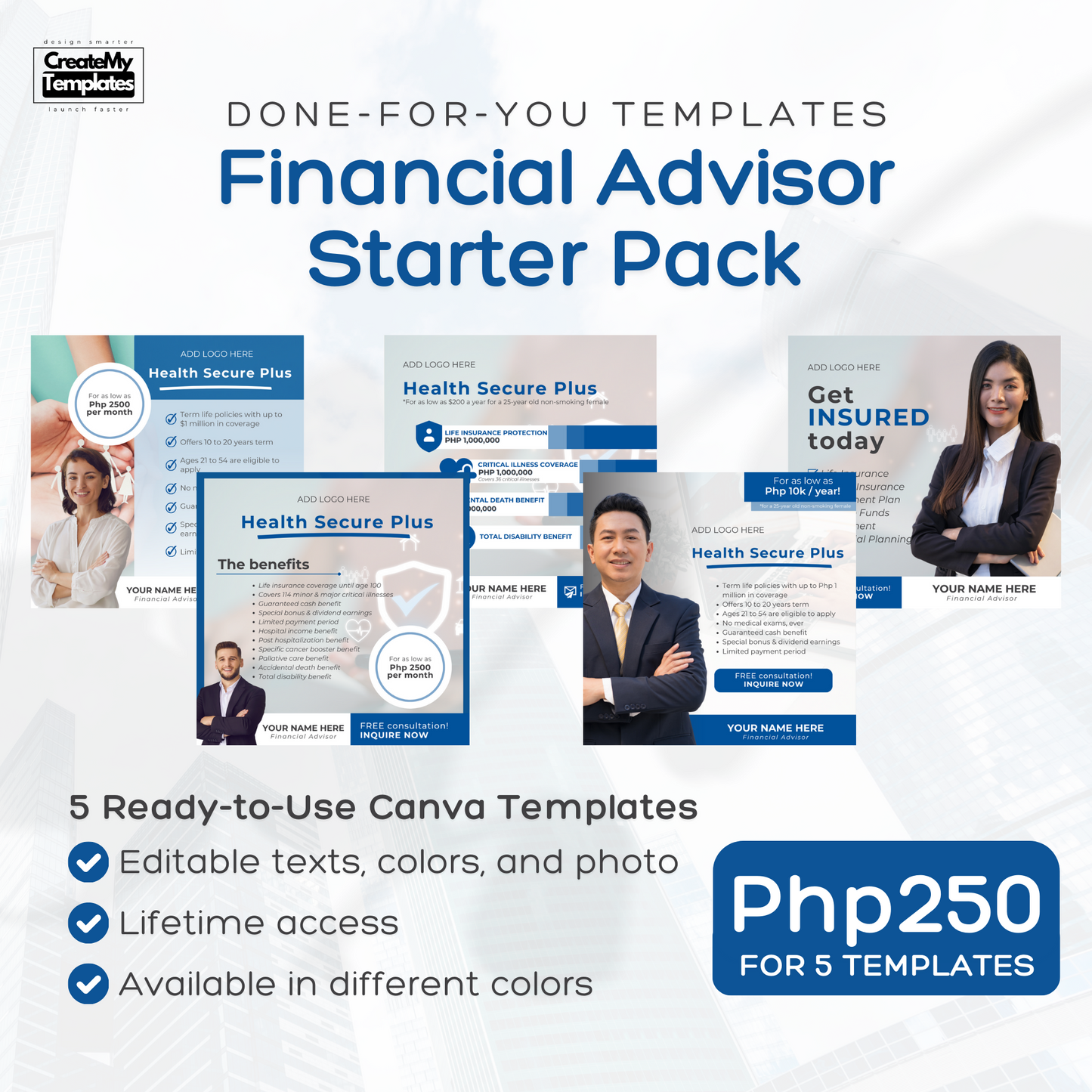 Financial Advisor Templates Starter Pack - Light Blue