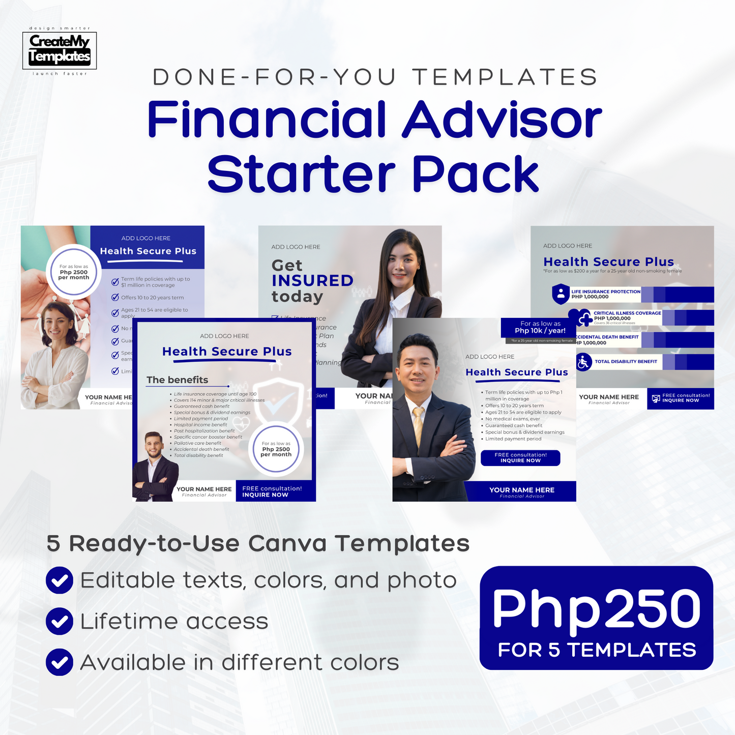 Financial Advisor Templates Starter Pack - Dark Blue